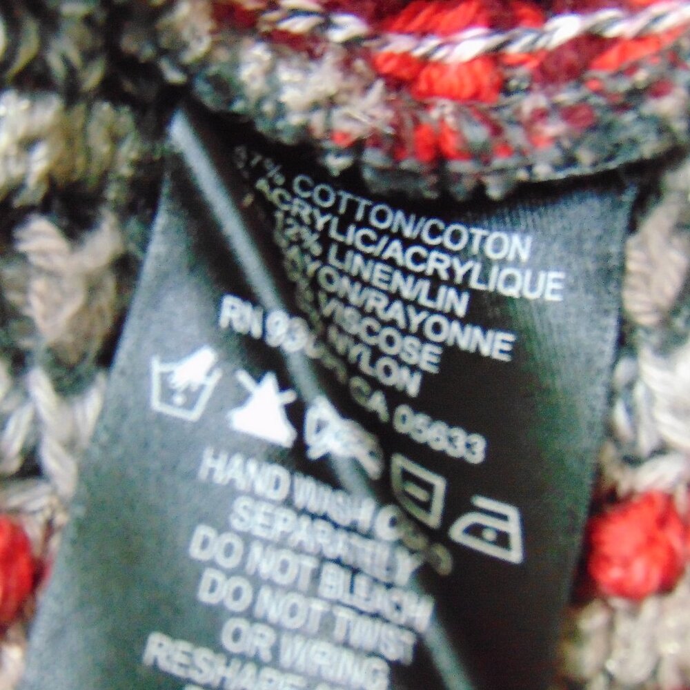Zozo Red Gray Striped Cotton Blend Long Fringed Cardigan 1X - Picture 12 of 12